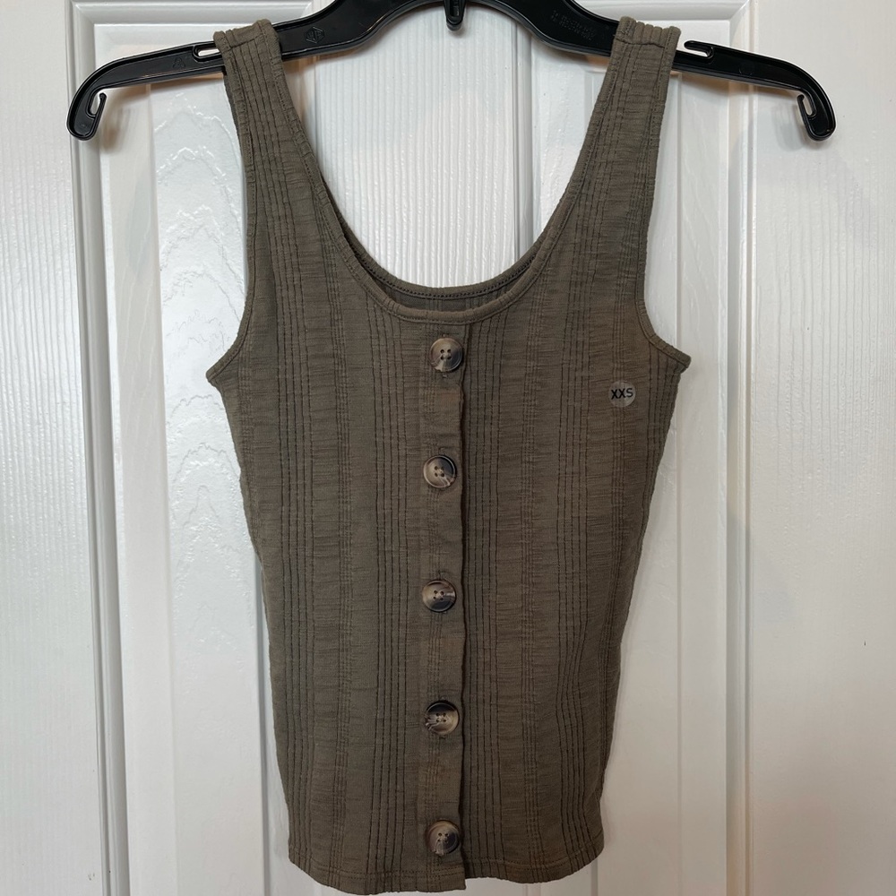 Green button up tank top